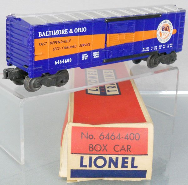 LIONEL 6464-400 B&O BOX CAR: O ga, orig box minor wear, C9.