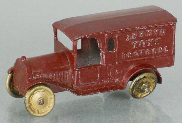TOOTSIETOY 4630 JERMYN BROTHERS TOYS VAN: old repaint, sanding marks present, C7.