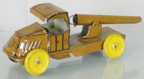 CHEIN MACK CANNON TRUCK: litho tin, 9" long, C6-7.