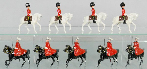 JOHILLCO SOLDIERS: Grenadiers of the Guards mounted on white Stallions, Life Guards in winter cloaks, C6-8.
