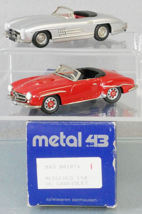2 MERCEDES BENZ AUTOS: white metal, Western Models 300SL, Metal 43 190SL, 1 orig box only, box has minor wear, C8-9.