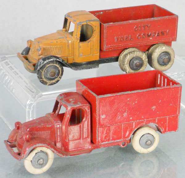 2 TOOTSIETOY TRUCKS: 810 Van, 804 Fuel Truck, rear repainted, all tires worn, C4-5.