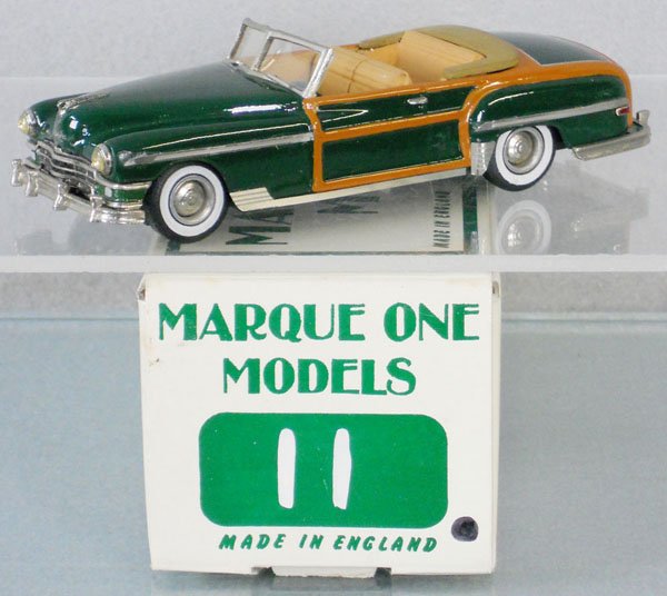 MARQUE ONE MODELS 1949 CHRYSLER TOWN & COUNTRY: white metal, orig box minor wear, C9.