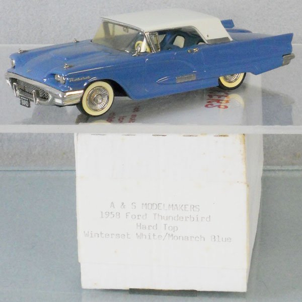 A&S MODEL MAKERS 1958 FORD THUNDERBIRD: white metal, orig box minor wear, C9.