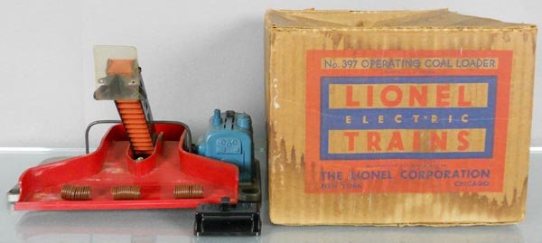 LIONEL 397 COAL LOADER: O ga, orig box worn, C6-7.