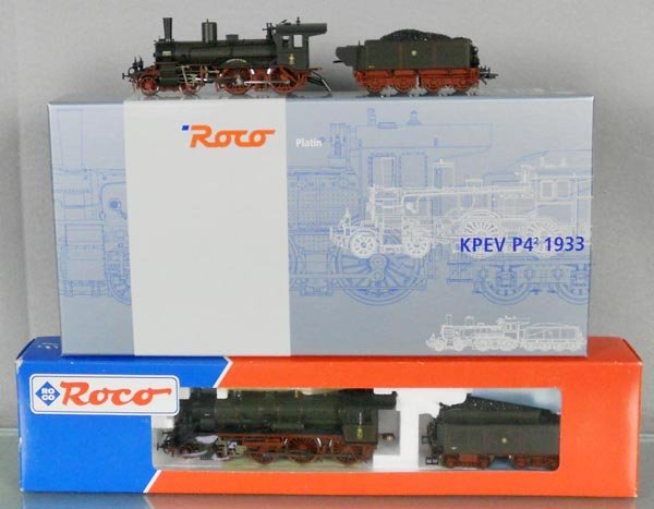 2 ROCO KPEV LOCOS & TENDERS: HO ga, 2-rail, 63302 P4 & 43212 S10, orig boxes, C9-10.
