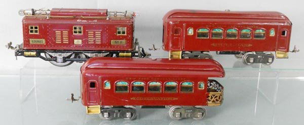 LIONEL 350 TRAIN SET: std ga, 8 loco, 1 coupler broken, 35 Pullman, 36 obsv, roof restored, 2 orig boxes only, orig set box, all boxes worn, C5-6.