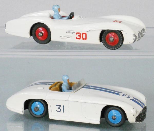 2 DINKY RACE CARS: 237 Mercedes Benz, white, 133 Cunningham, white, C5.