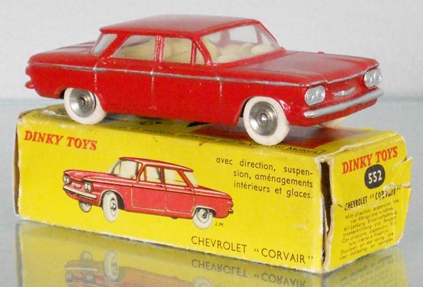 FRENCH DINKY 552 CHEVROLET CORVAIR: red, orig box minor wear, C9.