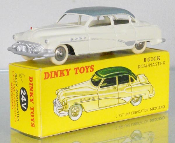 FRENCH DINKY 24V BUICK ROADMASTER: white & metallic blue, orig box, C9.