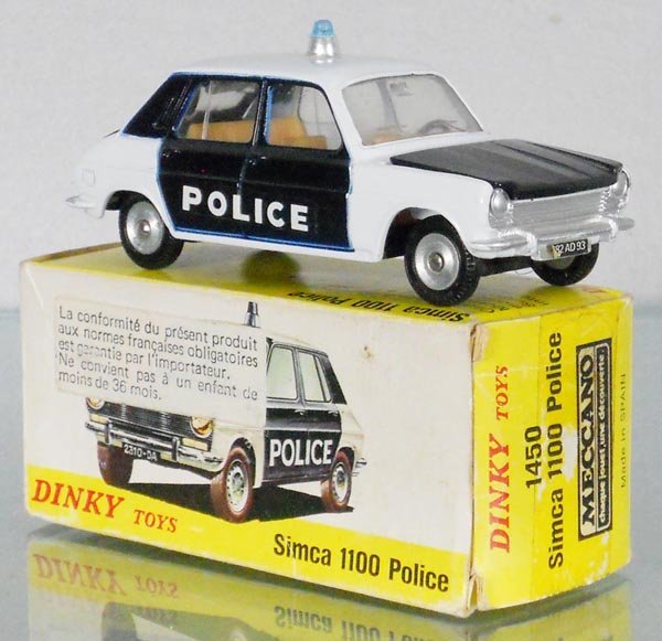 DINKY 1450 SIMCA 1100 POLICE CAR: black & white, orig box minor wear, C9.