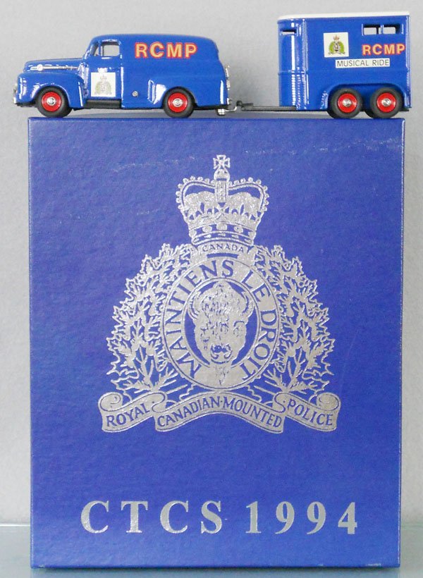 BROOKLIN MODELS RCMP MUSICAL RIDE: white metal, #42 1952 Ford F1 Panel Special Delivery Truck w/Trailer, orig box & inserts, C9.