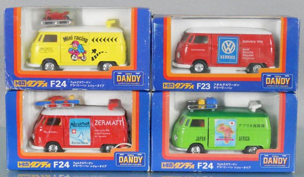 4 TOMICA DANDY VOLKSWAGEN BUSES: die cast, orig boxes have wear, C9.