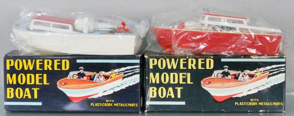 2 UNION CRAFT 61 BOATS: plastic, 7 3/4" long, factory sealed in orig bags, orig boxes, C10.
