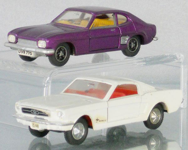 2 DINKY FORDS: 165 Ford Capri, purple, 161 Ford Mustang, C7-9.