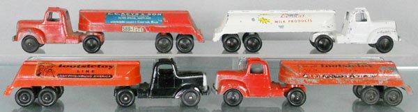 4 TOOTSIETOY MACK TRUCKS: 2 private labels, 2 Tootsietoys, C4-6.