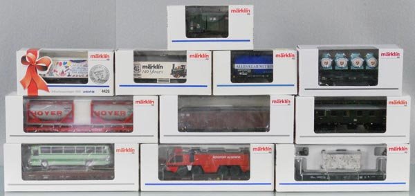 11 MARKLIN FREIGHT CARS: HO ga, 00767-9, 47707, 4849, 46940, 48663, 43050, 46211, 4642, 4422, 4426, 4889, orig boxes, C9.