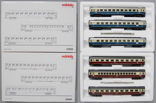 2 MARKLIN PASSENGER CAR SETS: HO ga, 42993, 42994, orig boxes & inserts, C9.