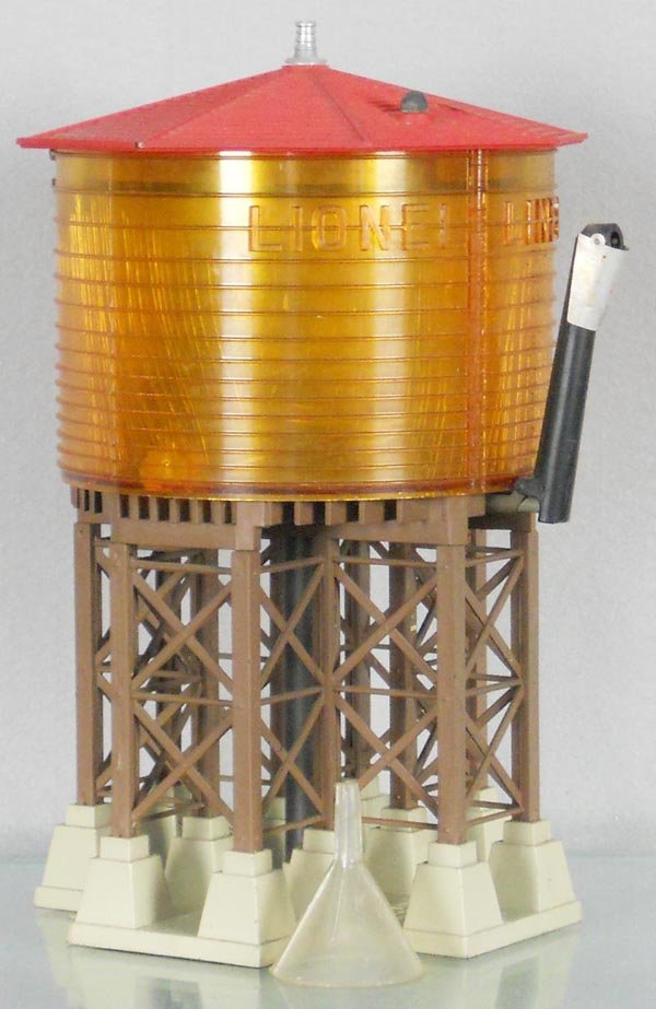 LIONEL 38 PUMPING WATER TOWER: O ga, w/funnel, amber tank has overall crazing, C7.
