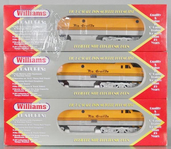 WILLIAMS AC201 RIO GRANDE ABA DIESELS: O ga, Alco diesels w/horn, orig boxes & inserts, C9.