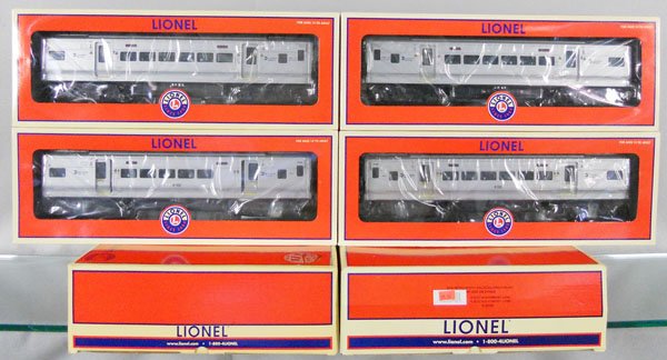 2 LIONEL 35133 MTA METRO-NORTH ANNIV M7 ADD-ON 2-PACKS: O ga, 2 #35131 non-powered car #1, 2 #35132 non-powered car #2, orig boxes, set box & inserts, C10.