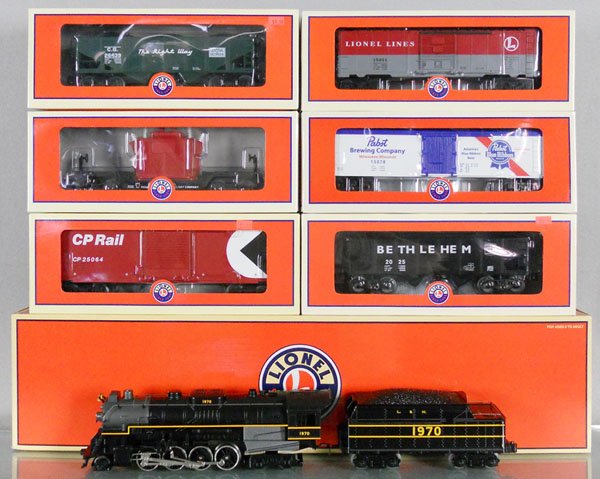 LIONEL L&N TRAIN SET: O ga, 28628 L&N Berkshire loco & tender, w/sound & smoke, w/cars 25064, 15051, 26439, 29327, 10578, 26646, orig boxes & inserts, C10.