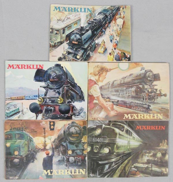 5 MARKLIN CATALOGS: 1950, 51, 52, 53, 54, gently used, C7-8.