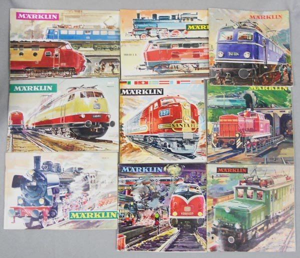 9 MARKLIN CATALOGS: 1960/61, 1961/62, 1962/63, 1963/64, 1964/65, 1965/66, 1966/67, 1967/68, 1968/69, gently used, C7-8.