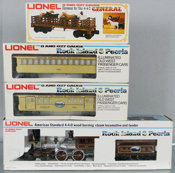 LIONEL GENERAL TRAIN SET: O ga, 8004 RI&P General loco & tender, w/cars 9559, 9560, 9553, orig boxes & inserts some wear, C8-9.