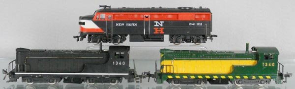 3 FLEISCHMANN US LOCOS: HO ga, 2-rail, 1341 New Haven, 1340, 1340S, C6-8.