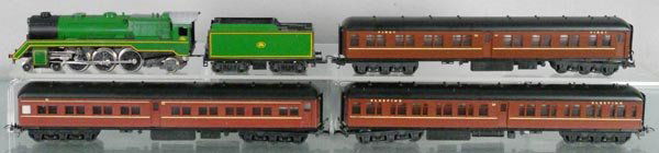 LIMA AUSTRALIAN TRAIN SET: HO ga, 2-rail, 203015 loco & tender w/cars 309171, 309246, 309173, C8.
