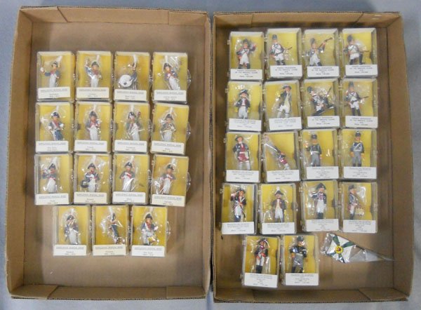 REEVES INTERNATIONAL SOLDIERS: Napoleonic Band 1 to 15, Prussian Line Infantry PL1 to 12, French Grenadiers of the Guard, FG1 to 6, orig boxes & inserts, C10.