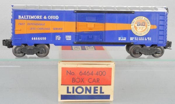 LIONEL 6464-400 B&O BOX CAR: O ga, 2nd version, orig box, C9.