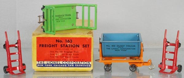LIONEL 163 FREIGHT STATION SET: O ga, orig set box & insert, C6-7.