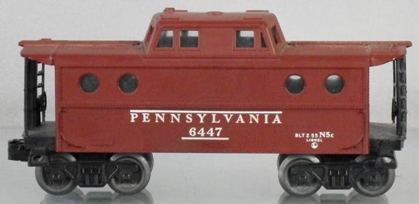 LIONEL 6447 PRR CABOOSE: O ga, 1963 only, C8.