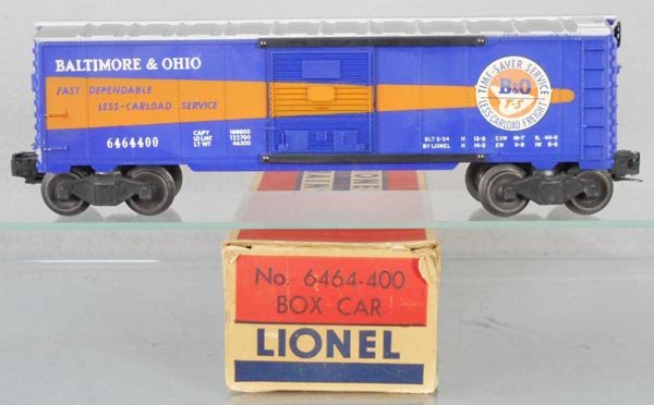 LIONEL 6464-400 B&O BOX CAR: O ga, 1st version, orig box minor wear, C9.