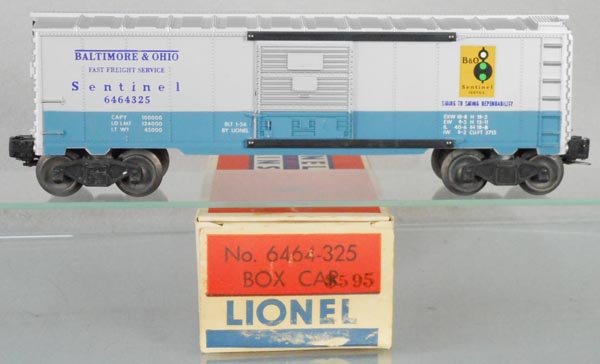 LIONEL 6464-325 B&O BOX CAR: O ga, 2nd version, orig box, C9.