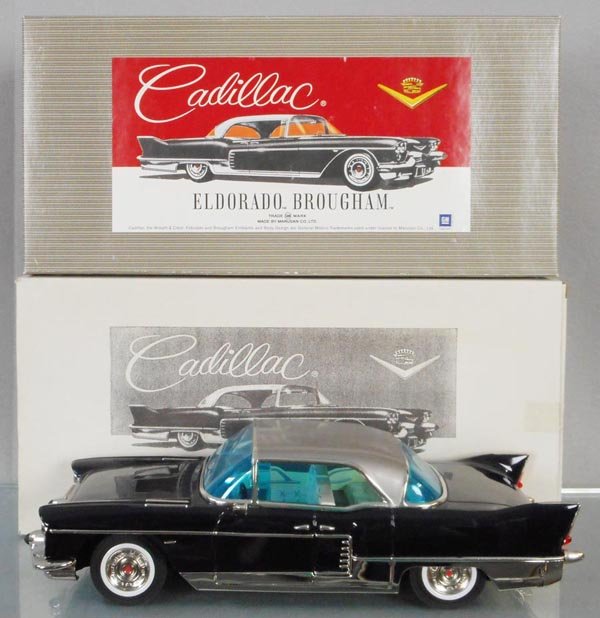 MARUSAN 110 1957 CADILLAC ELDORADO: litho tin, friction working, 14 1/2" long, ca 2001, orig box & insert, C9.