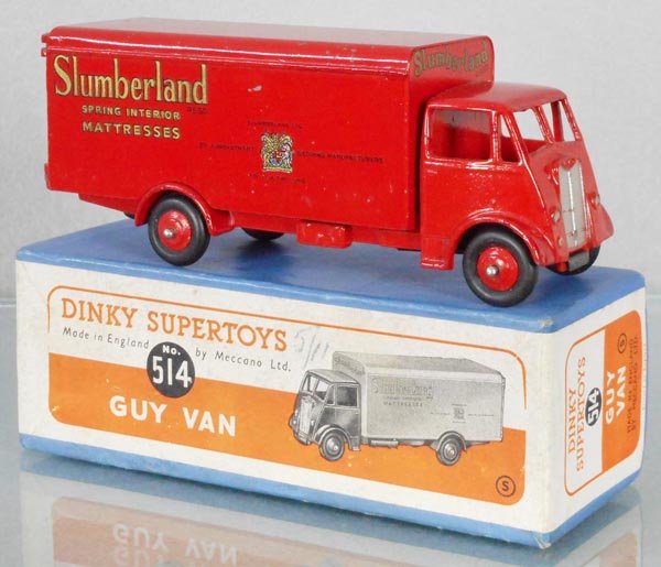 DINKY 514 GUY SLUMBERLAND VAN: touch up spots on front fenders, orig box minor wear, C7-8.