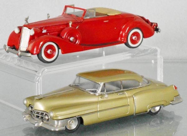 2 WHITE METAL MODELS: Auto Replicas Packard Convertible, AMR #160 1950 Cadillac Series 61 Sedan, C8.
