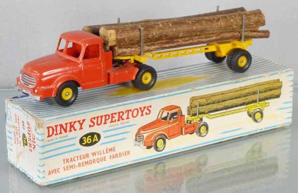 DINKY 36A WILLEME TRACTOR & LUMBER CARRIER: orig box some wear, C8.