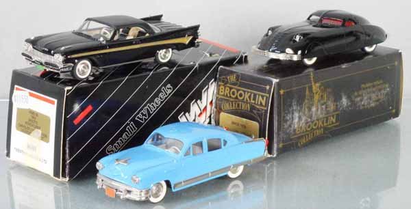 3 BROOKLIN MODELS: BRK82 1959 DeSoto Adverturer, w/incorrect box, BRK33 1938 Phantom Corsair Coupe, orig box minor wear, BRK29 1953 Kaiser Manhattan, C8-9.