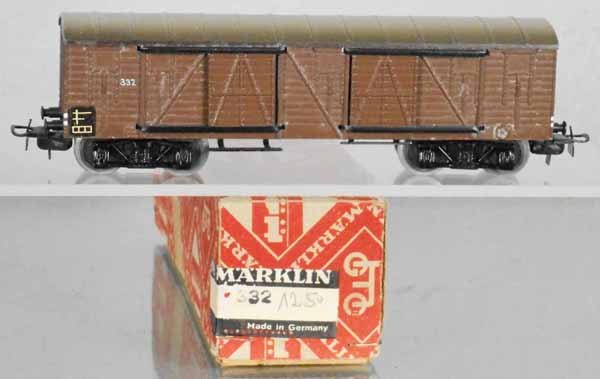 MARKLIN 332 BOX CAR: HO ga, orig box minor wear, C8.