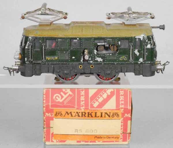 MARKLIN RS800 ELECTRIC LOCO: HO ga, ca 1940, frame straight, paint flaking, orig box & wrap minor wear, C5-6.