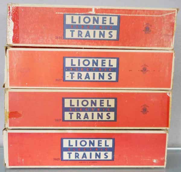 4 LIONEL EMPTY ORIG MADISON CAR BOXES: O ga, 2 #2625, 2 #2627, 1 insert only, 2 ends missing, boxes are worn & have some tape, C4-5.