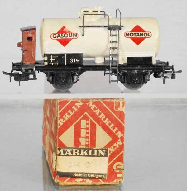 MARKLIN 314G MOTANOL TANK: HO ga, die cast, orig box minor wear, C8.