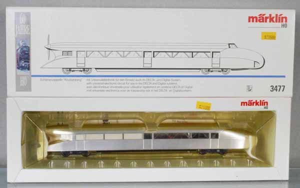 MARKLIN 3477 RAIL CAR: HO ga, orig box & insert, insert yellowing, C9.