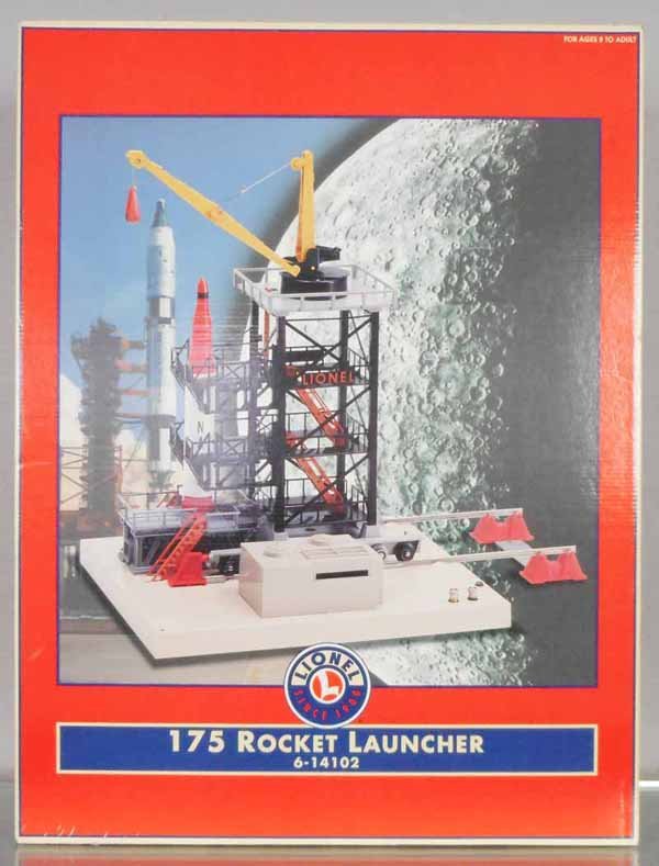 LIONEL 14102 ROCKET LAUNCHER: O ga, remake of 175 rocket launcher, orig box & inserts, C9-10.