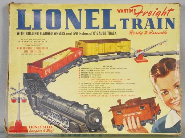 LIONEL 50 PAPER TRAIN: complete, unpunched, w/instructions, orig set box worn, C9.