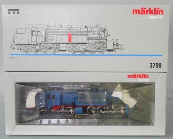 MARKLIN 3798 TANK LOCO: HO ga, blue, orig box & insert, C9.